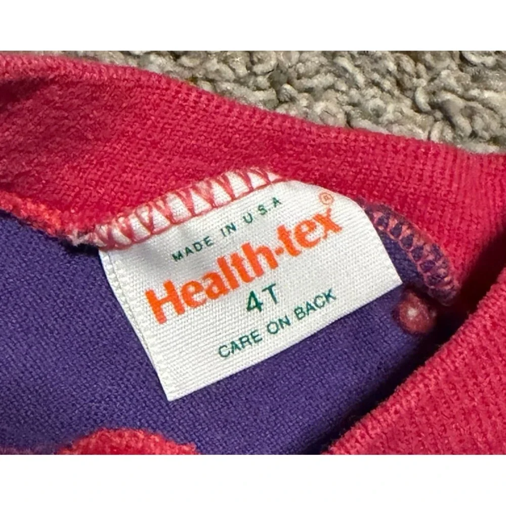 VTG Health Tex Girls‎ Sweatshirt 4T Purple Pink Puff Sleeve Made USA